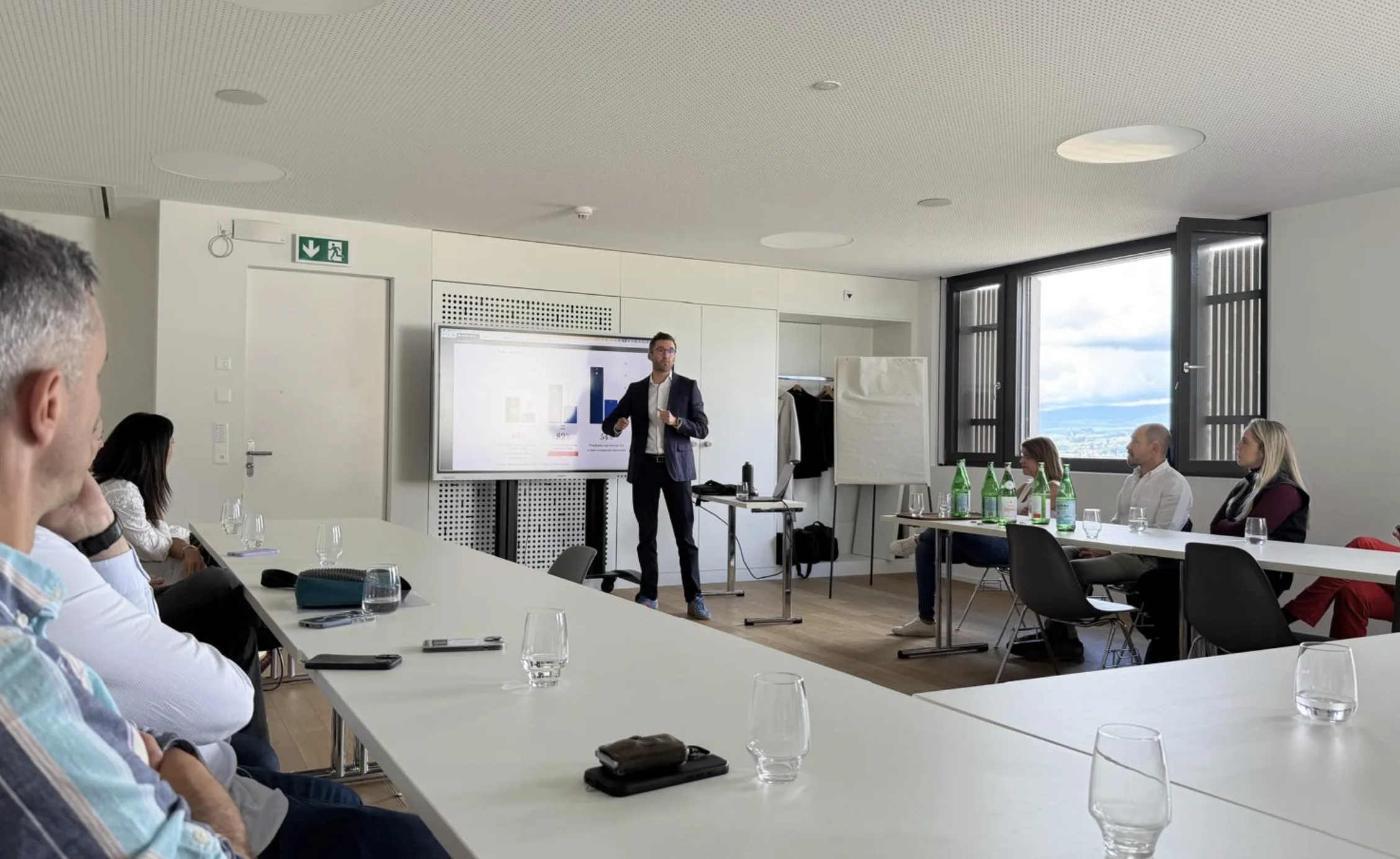 Romain de Wolff speaking about practical AI adoption at GJD in Lausanne